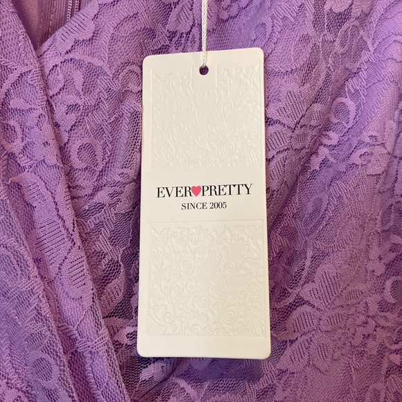 Ever Pretty Lilac/Lavender High-Low Lace Maxi Dress. - Picture 5 of 8